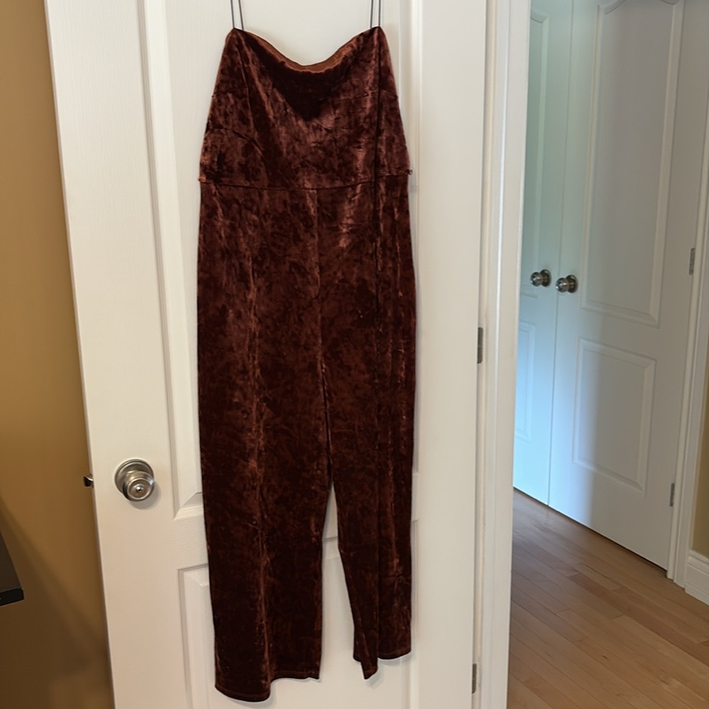 Dynamite Rust Velvet Jumpsuit - Picture 4 of 5